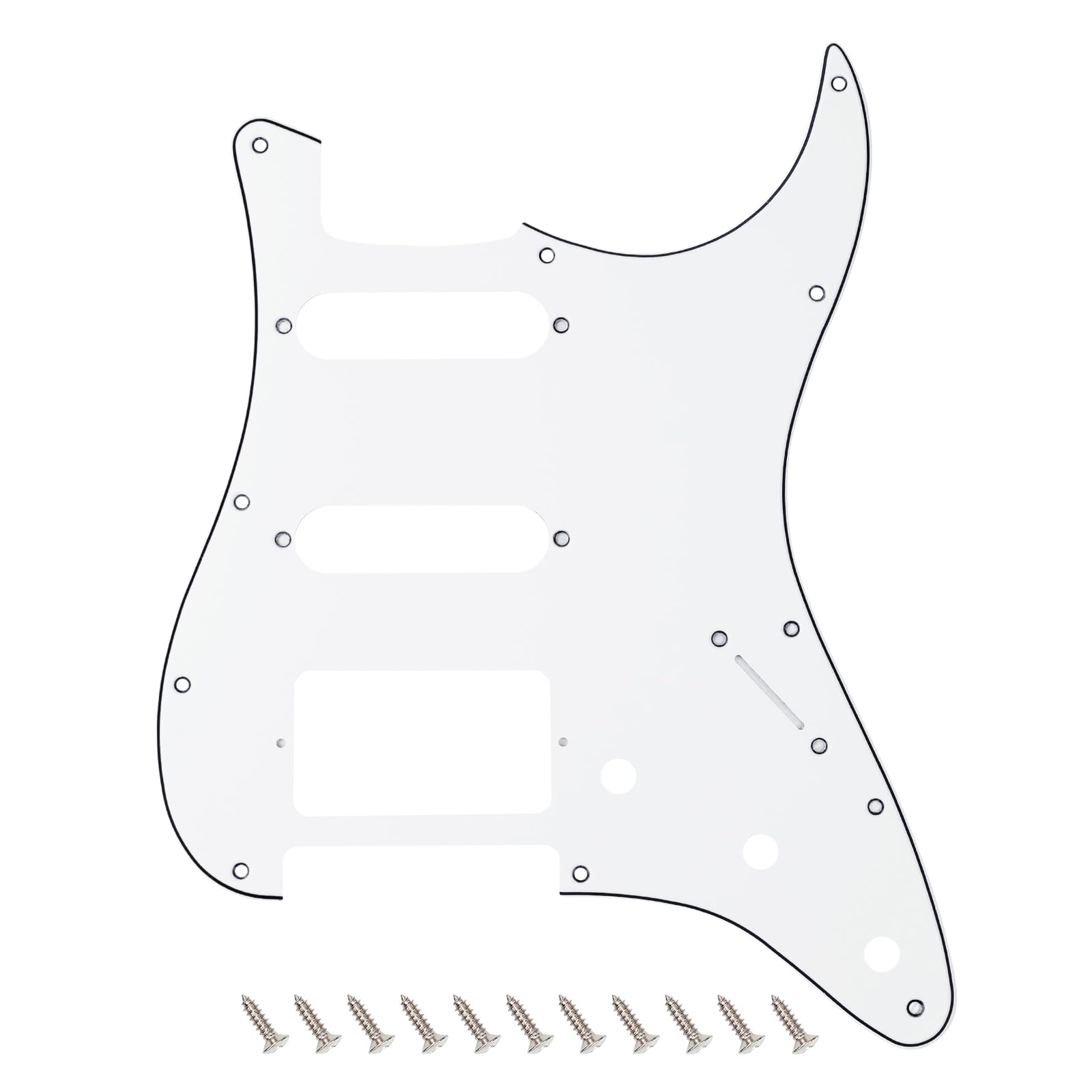 Banworks 3 Ply Strat HSS Pickguard 11-Hole Electric Guitar Pickguard SSH Scratch Plate for USA/Mexican Modern Style Standard Stratocaster ST JT/HB-02 White — image 1