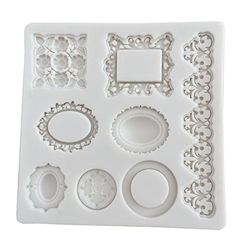 Photo Frame Lace Vintage Pattern Sugarcraft Silicone Fondant Mould for Cake Decorating Cupcake Topper, Sculpting Silicone Sugar Resin Craft DIY Moulds Gum Paste Cake Decorating Fondant Molds