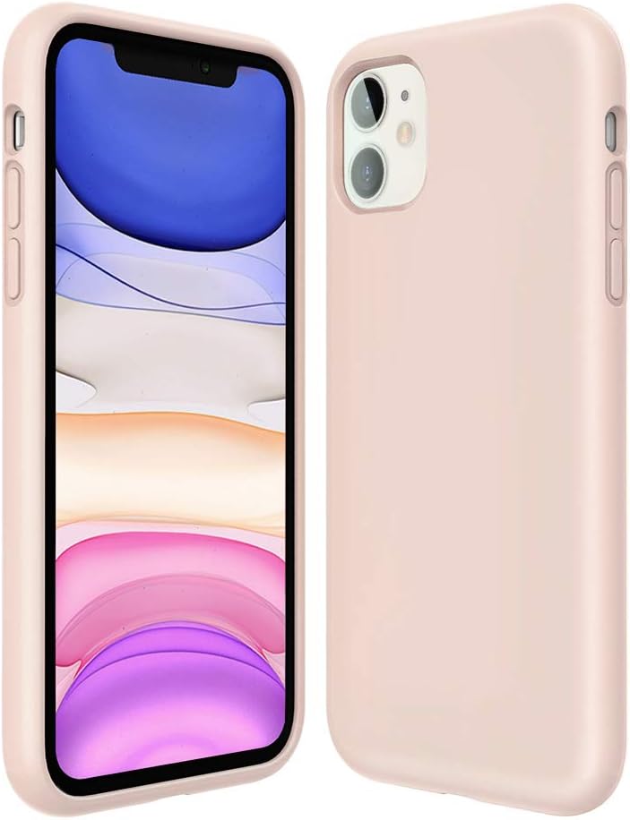 Kocuos iPhone 11 Case Anti-Scratch & Fingerprint & Microfiber Liner Shock Absorption Gel Rubber Full Body Protection Liquid Silicone Case for iPhone 11 6.1 inch (Pink)
