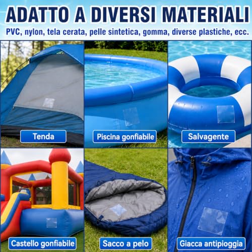 HuakChai Kit Riparazione Piscina, Nastro Impermeabile Subacqueo, Set di Toppe Autoadesive in PVC per Piscine (10x150 cm) con Forbici e Spatola, per Piscine Gonfiabili, Gommoni e Materassini ad Aria