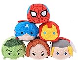 Disney Tsum Tsum Marvel Set of 6- Avengers Spiderman Mini 3.5