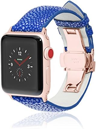 firjewels Apple Watch Band 42/44mm 38/40mm Stingray Leather iwatch Strap Replacement Band with Butterfly Clasp for Apple Watch Series 4 Series 3 Series 2 Series 1