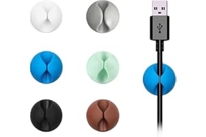 SHANDERBAR Cable Clips Cord, 6pcs Self Adhesive Holder-Desk Cable Drop, Desk Wire Clips,Cable Organizer for All Your Computer, Electrical, Charging or Mouse Cord (Colorful,6pcs) (Colorful)