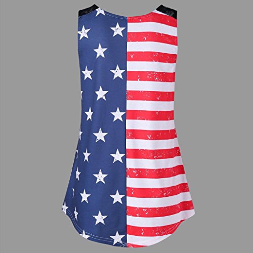 image for Oksale® Women American Flag Print Lace Insert V-Neck Tank Tops Summer