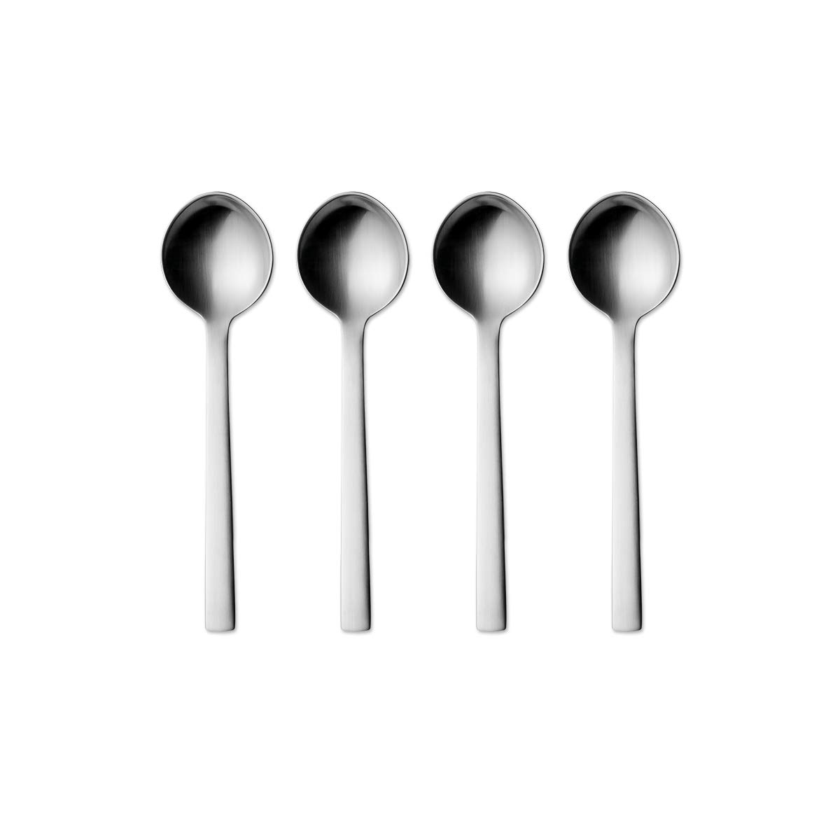 Georg Jensen New York Dessert Spoon Gift Box - Dishwasher Safe - Matte Stainless Steel Cutlery - Pack of 4