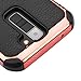 Kaleidio Case Compatible for LG Escape 3 K373 / Treasure 4G LTE L51AL / L52VL Case, [Impact Shield] Hybrid Shockproof Protective Heavy Duty 2pcs Cover [Black/Rose Gold Leather Texture]