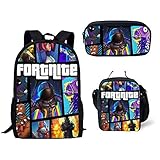 Shareculture 3 in 1 Fortnite Bag School Backpacks Fortnite Pencil Case Fortnite Lunch Bag Travel Shoulder Bag for Kids Boys and Girl
