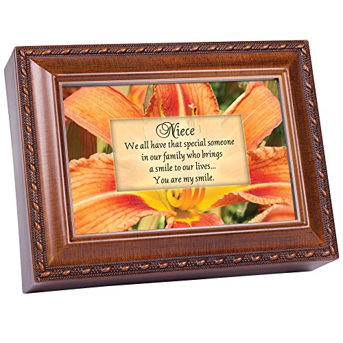 Cottage Garden Niece Woodgrain Traditional Music Box Plays Light Up My Life