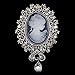Pink-day Vintage Cameo Victorian Crystal Wedding Party Women Pendant Brooch Pin Jewelry (Silver)