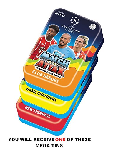 2017 2018 Topps UEFA Champions League Match Attax Card Game MEGA Collectors Tin with 60 Cards and a Bonus Gold Limited Edition Card