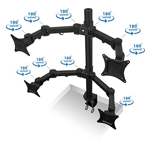 image for Mount-It! Quad Monitor Desk Mount for Desktop, 4 LCD Screens, Articula