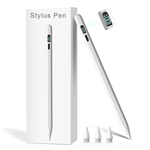Stylus Pen for iPad M3/M4/9/10th Generation, LED Display Fast Charge Pencil Compatible with Apple iPad Pro A16 6th/7th/8th, Air 5/4/3, Mini 7/6/5(Tilt Sensitivity, Pixel Precision, Palm Rejection)