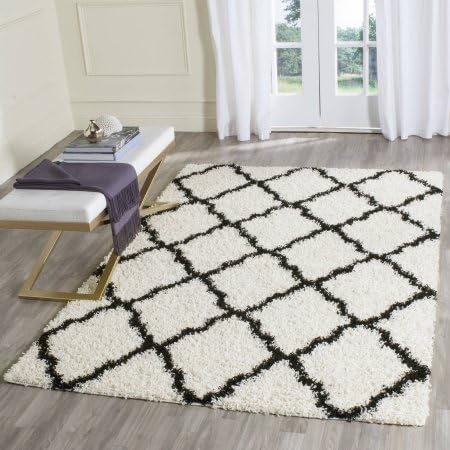 Safavieh Daley Power-Loomed Shag Area Rug-8x10 - Ivory/Black