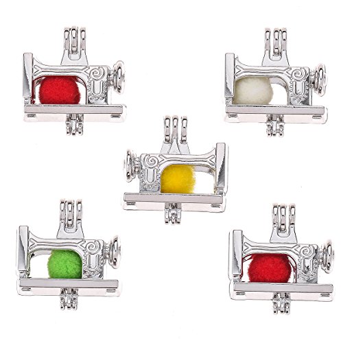THREE FISH 10pcs DIY Sewing Machine Pearl Cage Bright Silver Beads Cage Locket Pendant Jewelry Making Supplies-For Oyster Pearls, Essential Oil Diffuser, Fun Gifts. (Sewing Machine) THREE FISH 10pcs DIY Sewing Machine Pearl Cage Bright Silver Beads Cage Locket Pendant Jewelry Making Supplies-For Oyster Pearls, Essential Oil Diffuser, Fun Gifts. (Sewing Machine)