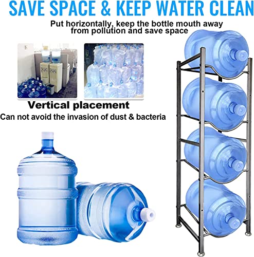 SKY-TOUCH Water Bottle Storage Stand, 4 Tier Water Bottle Holder, 18.9 L Heavy Duty Water Jug Rack for Kitchen Home and Office Easy To Assemble Black