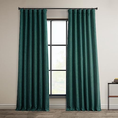 HPD Half Price Drapes Faux Linen Textured Room Darkening Curtains for Bedroom 84 Inches Long (1 Panel), 50W X 84L Curtains for Living Room Home Decor, Slate Teal