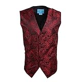 EGC1B07C-3XL Red Black Paisley Romance Fashion Waistcoat Woven Microfiber Discount Vest XXX-Large Vest By Epoint