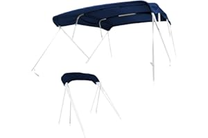 SavvyCraft 4 Bow Bimini Top Replacement Cover 10 Feet Long, Durable Marine Grade Canvas Sun Shade Boat Canopy, Easy Install Zipper Sleeves, 4 Bow 120 inches Long, 91-96 inches Wide, Navy Color
