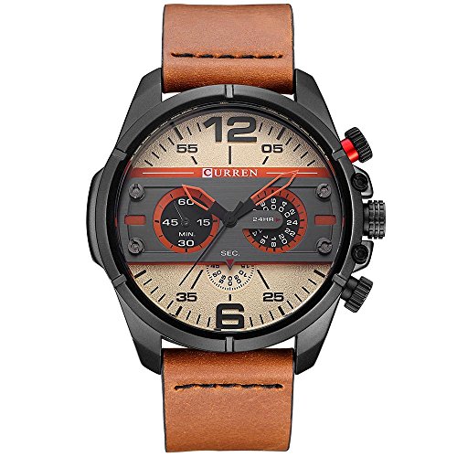 CURREN Original Brand Men's Sports leisure Waterproof Leather Strap Wrist Watch 8259