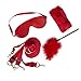 Bed Restraints with Blindfold Eye Mask and Feather Tickler, Adjustable Under Bed Restraint System with Ankle and Wrist Cuffs, Fits almost Any Size Mattress (Red)
