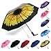SIEPASA Umbrella Windproof, Travel Umbrella, Compact Folding Reverse Umbrella,-One button for Auto Open and Close (Yellow Daisies)