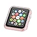 Clatune Bling Crystal Aluminum Alloy Bumper Case Shiny Rhinestone Diamond Protective Metal Frame Cover Compatible with 38mm Apple Watch Series 3/2/1 - Rose Gold