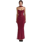 Women's Elegant 2 Piece Dress with Scarf Boned Corset Tube Tops with Ruched Maxi Skirt for Party Evening