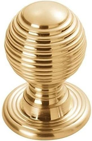 Fingertip Design Solid Queen Anne Reeded/Beehive Cabinet Cupboard Knob - Polished Brass (28mm Knob / 30mm Rose)