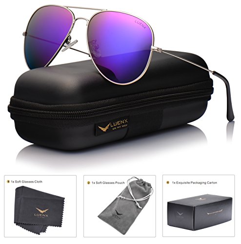 Luenx womens aviator sunglasses polarized mirrored purp…