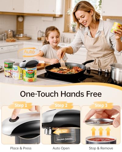 HouseSapp Rechargeable Electric Can Opener - Smooth Edge, One-Touch Automatic Can Opener for Seniors & Arthritis, Hands-Free Can Openers for Kitchen, Type-C Fast Charge, Compact Portable Can Openers