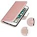 iPhone 8 Plus Wallet Case, iPhone 7 Plus Wallet Case, COCASES Premium Leather Detachable Magnet Folio Stand Cover with Wrist Strap 5.5'' - Rose Gold