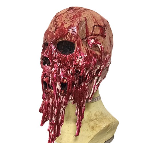 Hosaire 1PCS Skull Skeleton Airsoft Hunting Half Face Protect Gear Mask for Halloween Cosplay Party Decoration(Red) - Thumbnail 6