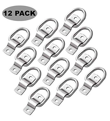 NATGAI 12 Pack D-Ring Tie Downs, 1/4" D-Rings Anchor Lashing Ring for Loads on Trailers Trucks RV Campers Vans ATV SUV Boats Motorcycles etc Vehicles, 1200 Pound Capacity per Ring - Thumbnail 7