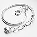 RUBYCA 10pcs White Silver Plated Heart Lobster European Snake Chain Bracelets fit Charm Beads 6.7