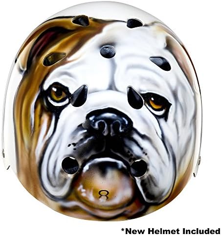 Triple Eight Helmet for Skate, Biking, Inline Skating, Rollerblading, Scooters | Custom Painted Bulldog | Triple Eight Dual Certified Helmet with EPS Liner (Size L/XL)