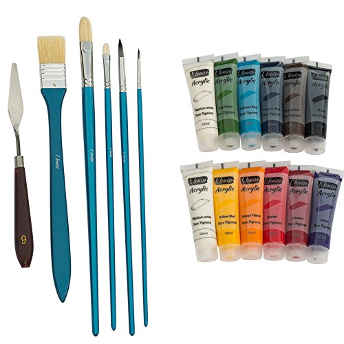 image for L.Louise Art Paint Brush Set with (5) Brushes, (1) Palette Knife and (