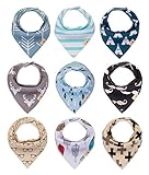 Baby bandana drool bibs, 9-Pack for Boys and Girls, unisex, 