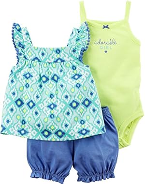 Baby Girls' 3-Piece Bodysuit and Short Set