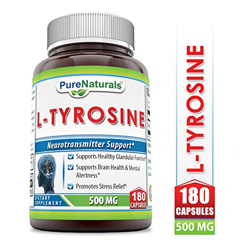 Pure Naturals L-Tyrosine Dietary Supplement, 500 Mg 180 Capsules- Supports Healthy Glandular Function*Supports Brain Health & Mental Alertness*Promotes Stress Relief* Pure Naturals L-Tyrosine Dietary Supplement, 500 Mg 180 Capsules- Supports Healthy Glandular Function*Supports Brain Health & Mental Alertness*Promotes Stress Relief*
