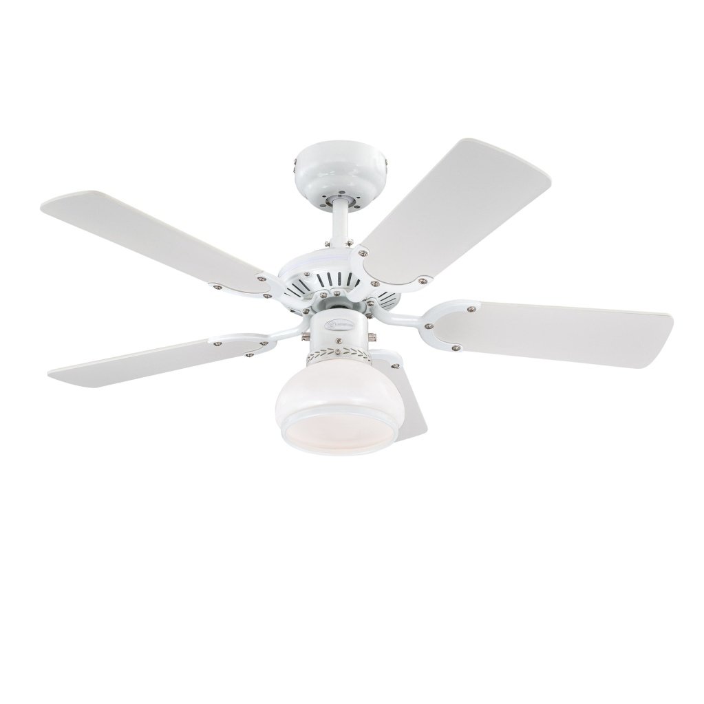 Westinghouse Princess Radiance II Indoor Ceiling Fan, Metal, White Finish with Reversible White/Beech Blades, 7870440