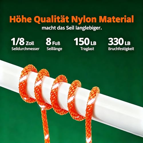 Tyafzzn Pack of 4 4 mm Adjustable Rope Ratchet, 4 m Guy Ropes with Rope Tensioner, Adjustable Ratchet Hanger, Tent Cord with Storage Bag, Reflective Guy Ropes for Awning (Orange)