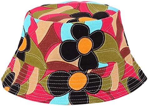 HIRIRI Women Adjustable Cap Flower Print Boonie Hats Nepalese Cap Army Mens Fisherman Hat Sunbonnet (A)