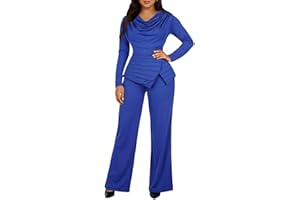 HWP Dressy Jumpsuits for Women Elegant Ruched Date Night Rompers High Waist Long Wide Leg Pants Jumpsuit