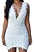 Zkess Womens Double V Neck Sleeveless Club Lace Vintage Dress