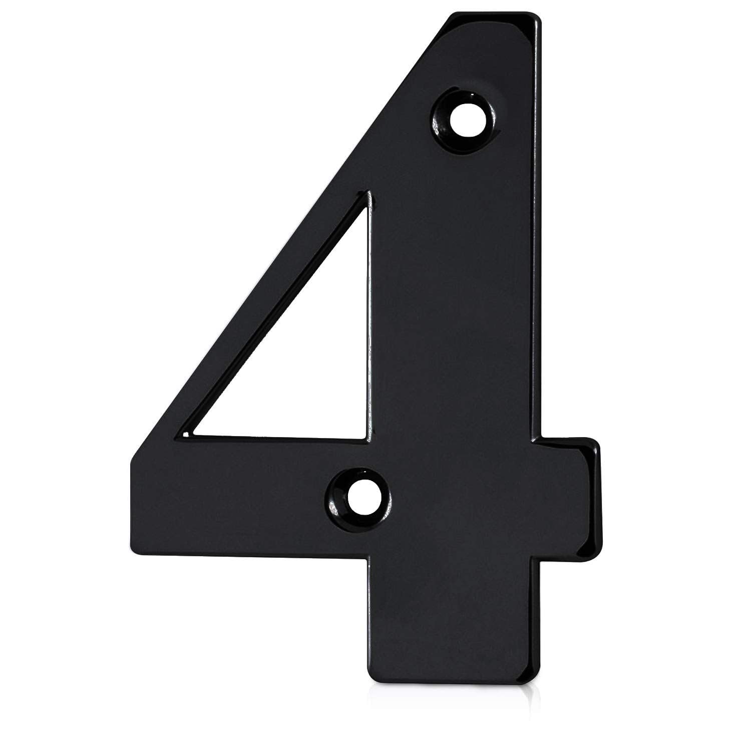 XFORT Matt Black Front Door Number 4, House Number Suitable for All Door Types including Wooden, uPVC, and Composite.
