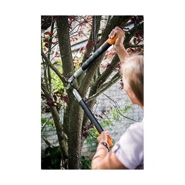 Fiskars SmartFit Bypass-Teleskop-Astschere für frisches Holz, Antihaftbeschichtet, Gehärteter Präzisionsstahl, Grifflänge: 66 bis 90 cm, Schwarz/Orange, L86, 1013564 – Bild 4