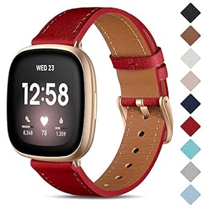 CeMiKa Lederen Bandje Compatibel met Fitbit Sense/Fitbit Versa 3, Vervangende Lederen Band Compatibel met Fitbit Sense…