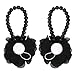 DZT1968® Baby Girl Pearl Chiffon Flower Foot Jewelry Shoes Barefoot Sandals (Black)
