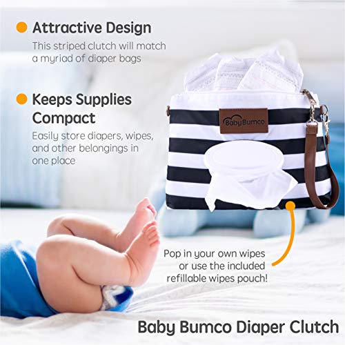 Diaper Clutch - Water Resistant; Lightweight; Refillable Wipes Case (Glossy Black) - Thumbnail 3