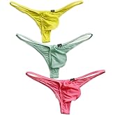 COMLIFE Men's Ice Silk Bikini Thongs Underwear Low Waist Half Back Coverage Triangle Briefs Underwear Underpanties